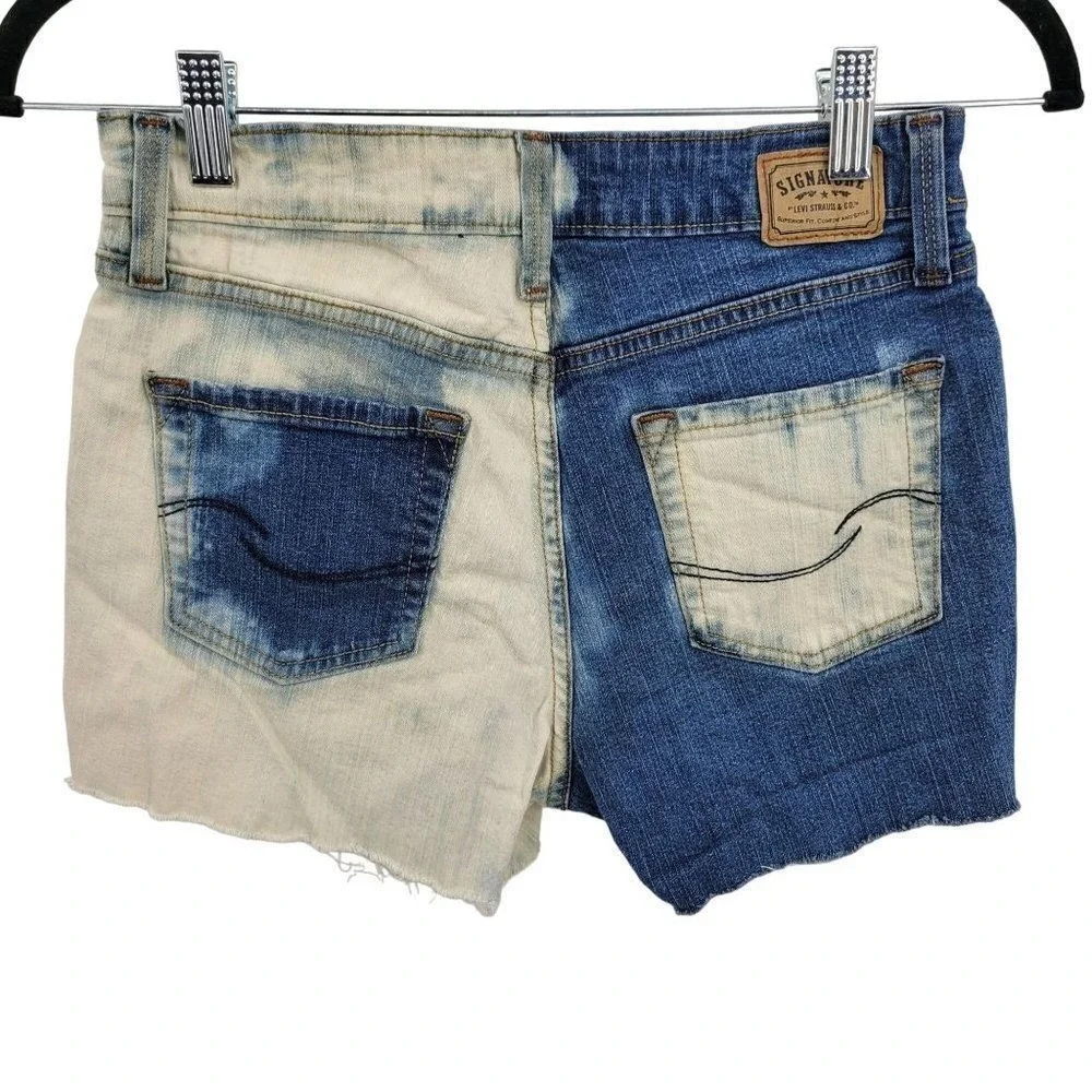 Levi's Upcycled Cutoff Jean Shorts Sz‎ 4 Mid Rise Stretch 5 Pocket Raw Hem